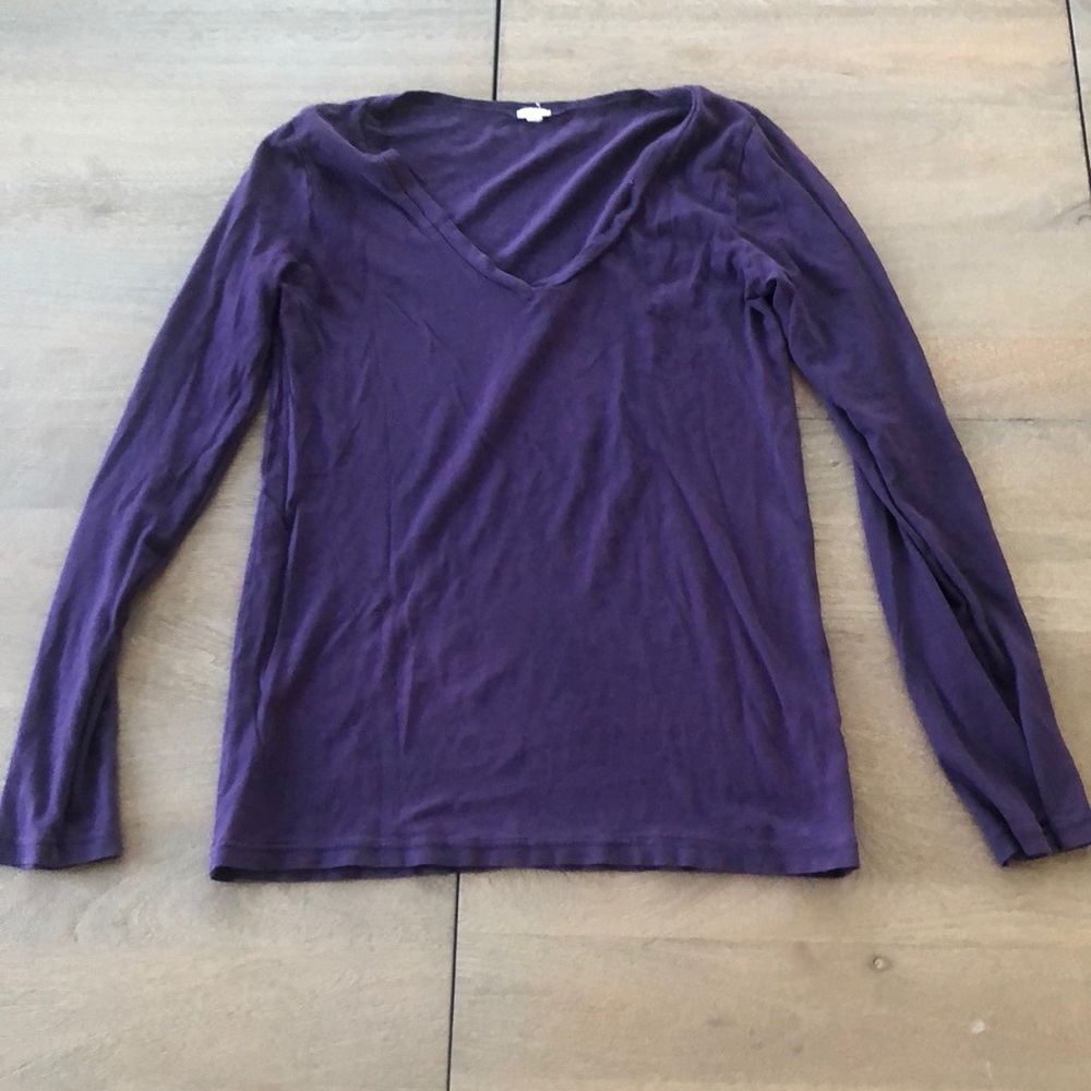 J crew purple LS V neck